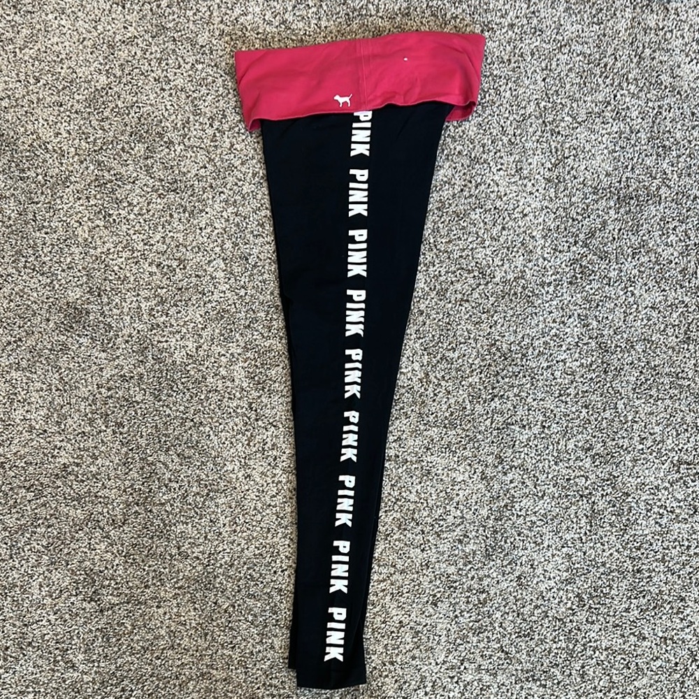 PINK Victoria's Secret Black and Red Leggings
